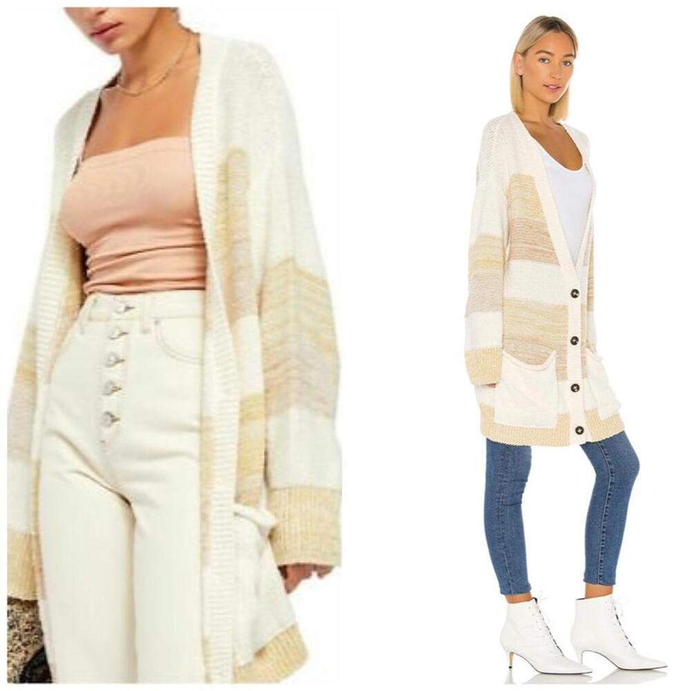 Free People Southport Beach Cardigan Grains Combo Women's XS Striped Oversized